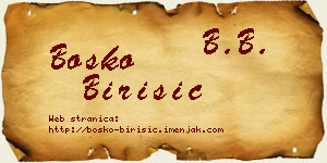 Boško Birišić vizit kartica